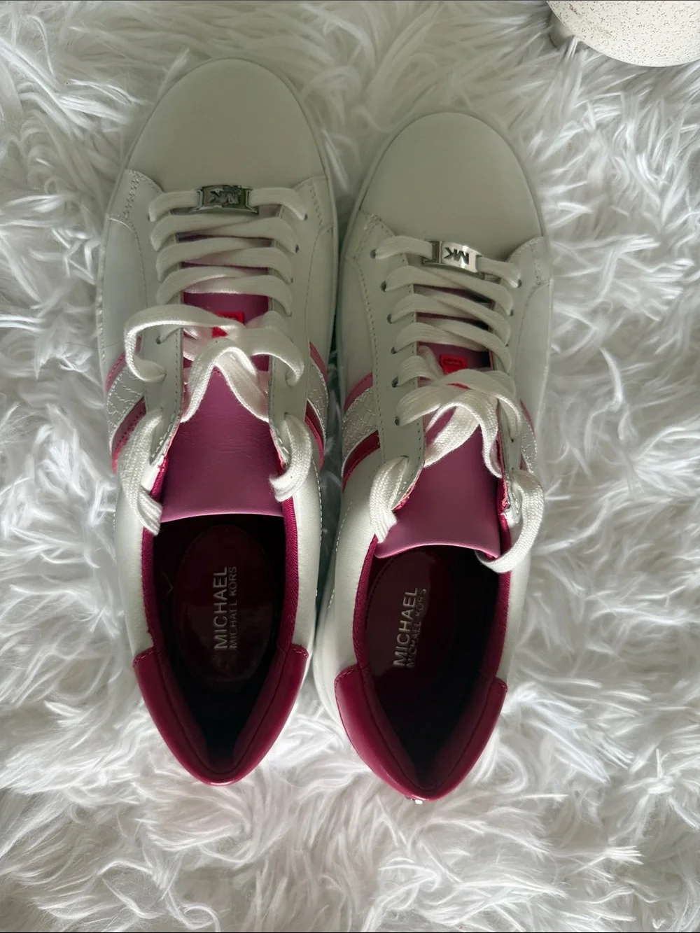 Michael Kors White Sneakers with Pink Accents